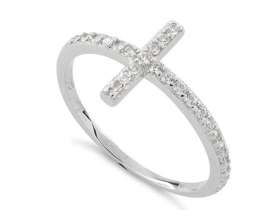Cross Clear CZ Ring
