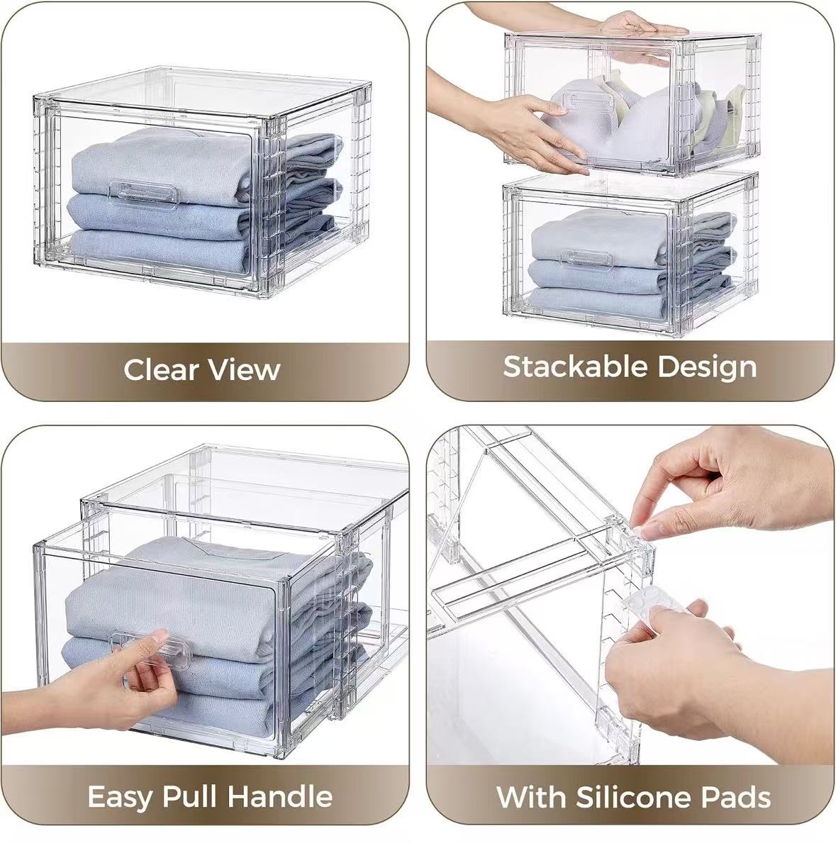 Stackable Large Storage Drawers for Closet 2pc package 23QT each container