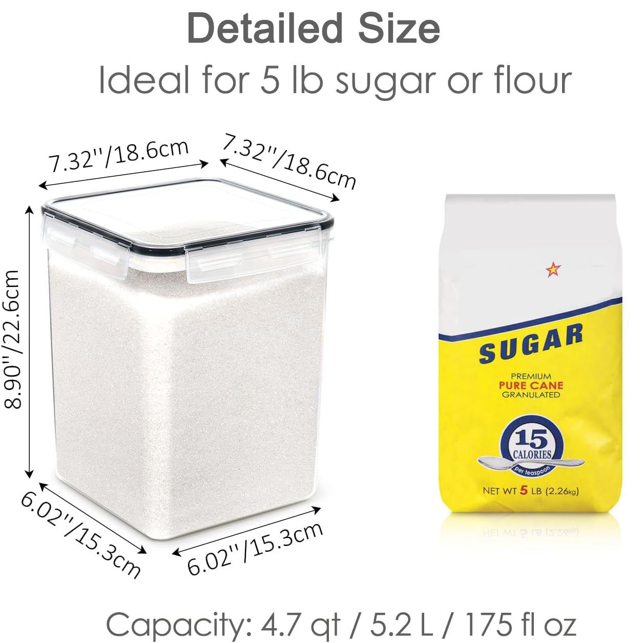 Air Tight Plastic Food Container 5.2L/ 4.7qt